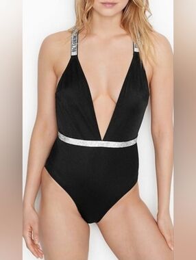 S M L XL VS Swim Shine Strap One Piece Swimsuit Black